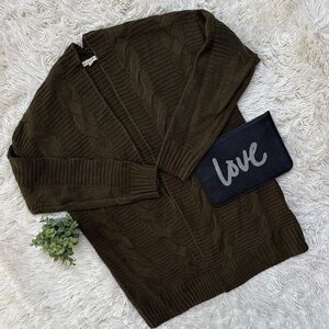 Magnolia Boutique Cable Knit Open Cardigan 💗 Dark Olive